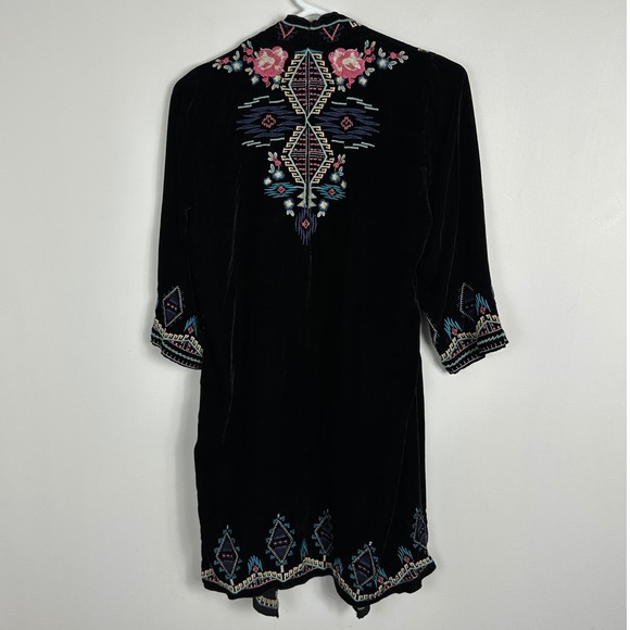 Johnny Was Silk Velvet Burnout Duster Kimono Sweater Jacket Boho Embroidery Sz S - Picture 5 of 16